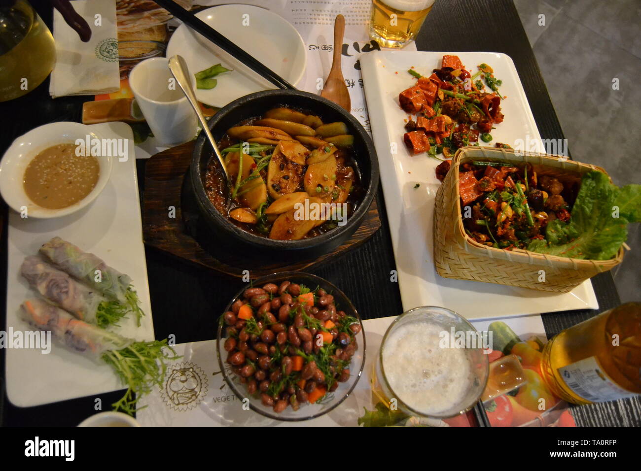 Vegane Gerichte im SUHU Vegetarische Tiger, Peking, China Stockfoto