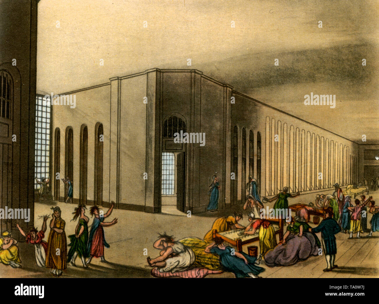 St. Luke's Hospital, c1808-1810. Ein Druck aus dem 'Mikrokosmos von London', von William Henry Pyne (1770-1843). Künstler: Thomas Rowlandson (1756-1827) und Auguste Charles Pugin (1762-1832). Das St. Luke's Hospital for Lunatics wurde 1751 in London zur Behandlung von unheilbaren, verdaulichen Verrückten gegründet und von George Dance the Younger entworfen. Stockfoto