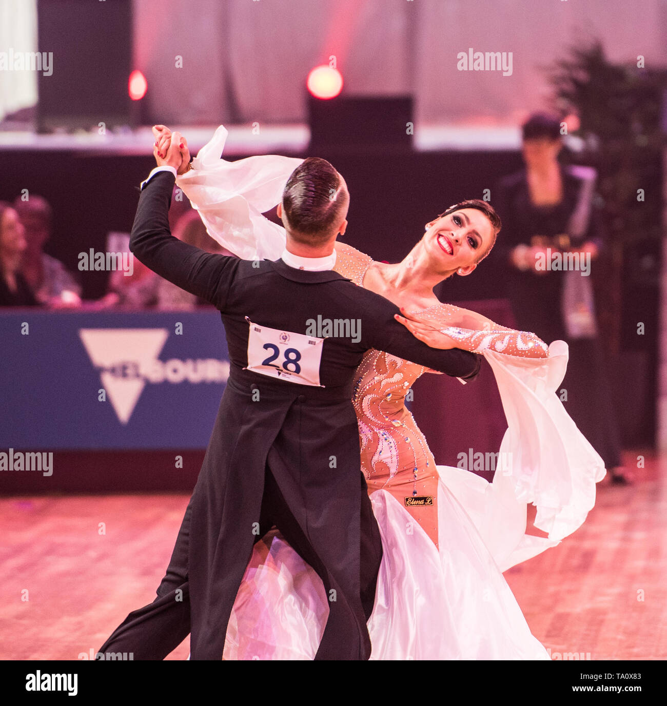 Tanz Sport Meisterschaft: Standard Gesellschaftstanz Konkurrenten. Australian Dance Sport WM 2018 - Melbourne Arena. Stockfoto