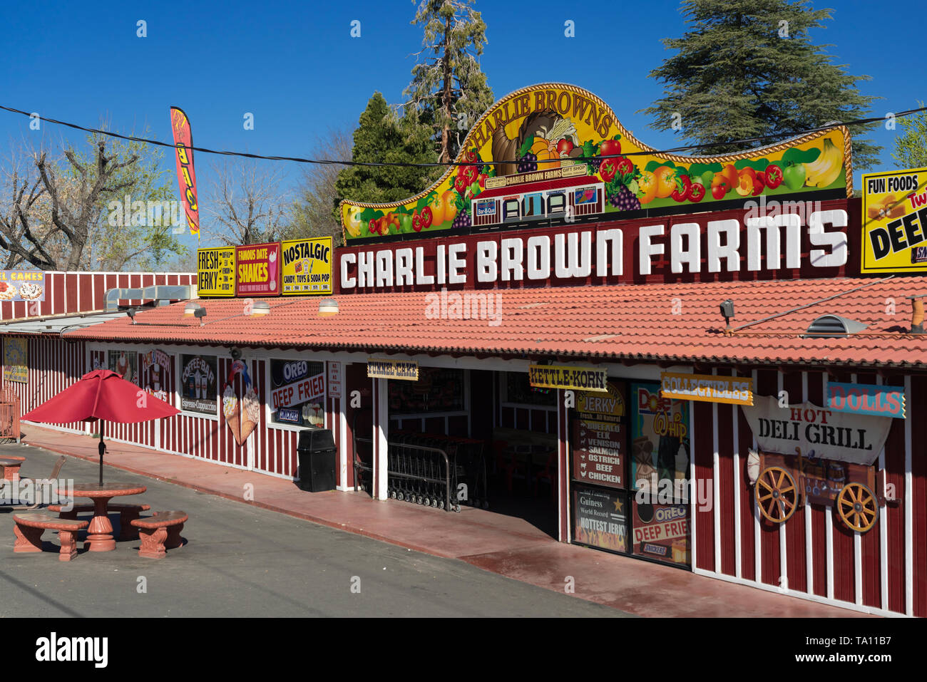 Charlie Browns Farmen Geschenkartikelladen in Littlerock, Kalifornien, USA. Stockfoto