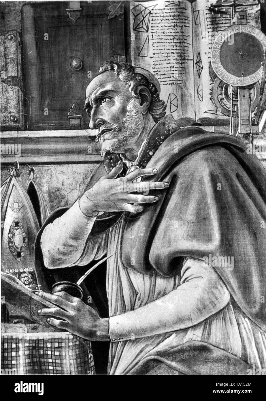 St. Augustine. Malerei von Sandro Botticelli im Palazzo Pitti (Detail). Stockfoto