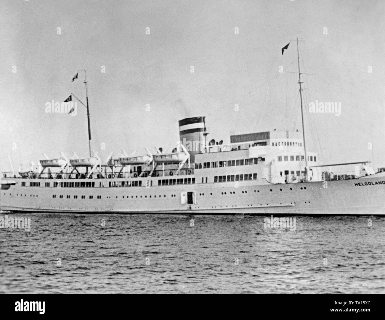 Die elektrische Kreuzfahrtschiff "Helgoland" auf See. Stockfoto