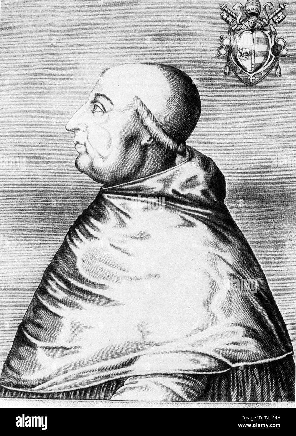 Profil Portrait von Papst Alexander VI., er war Papst ab 11. August 1492 bis zu seinem Tod am 18. August 1503 Stockfoto