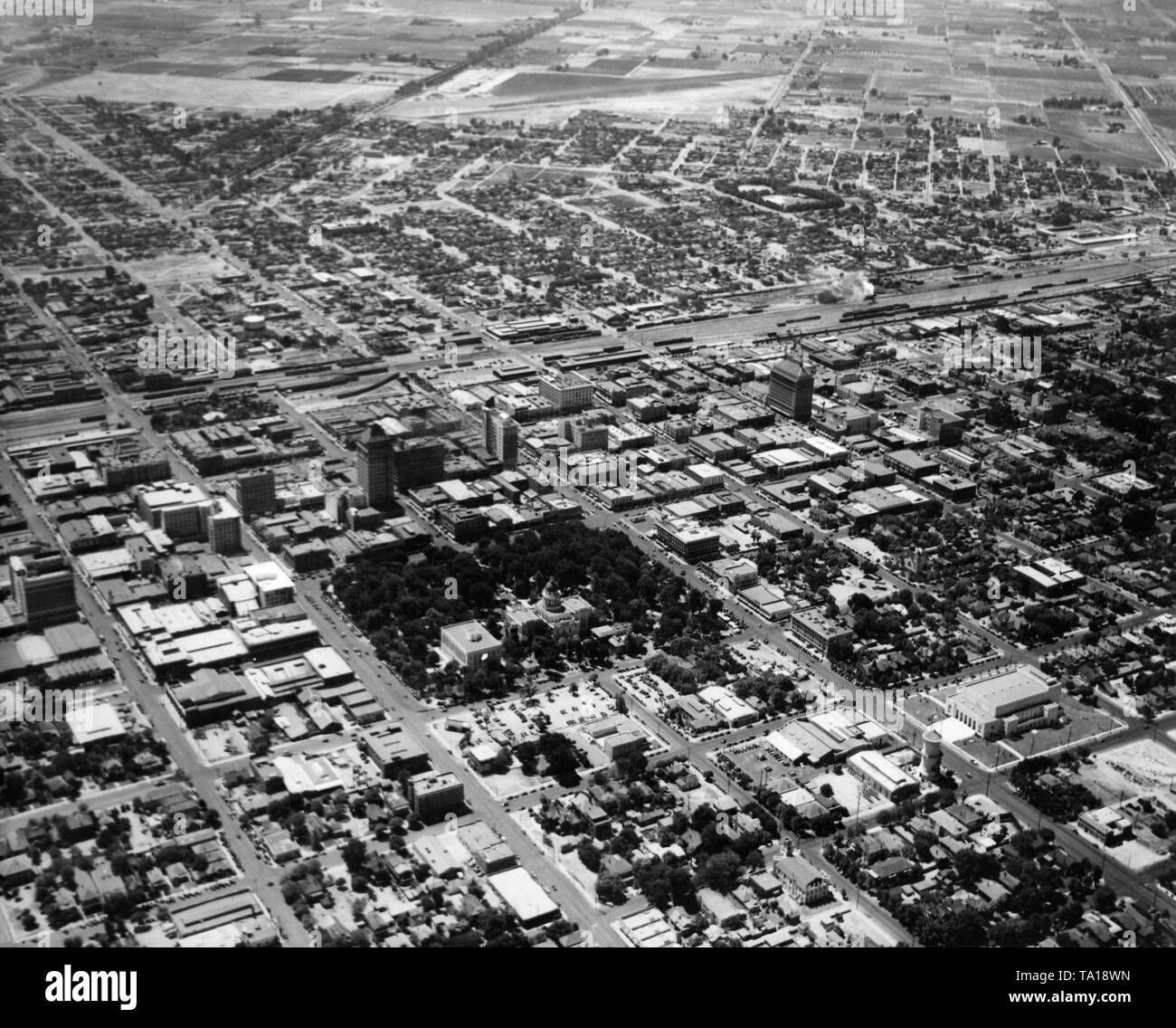 Blick über die Stadt Fresno in Kalifornien. Stockfoto