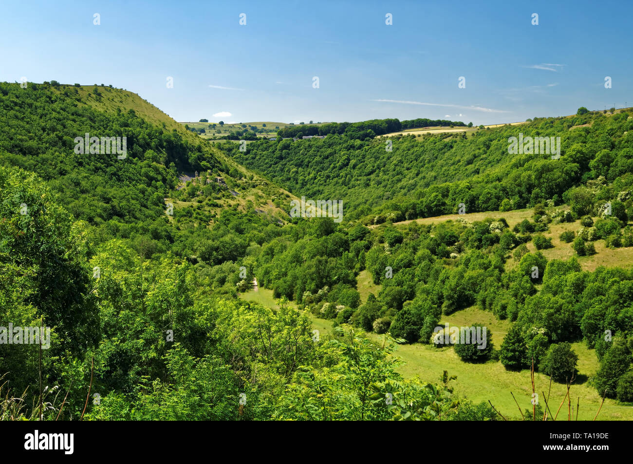 Großbritannien, Derbyshire, Peak District, Blick auf monsal Dale von monsal Kopf Stockfoto