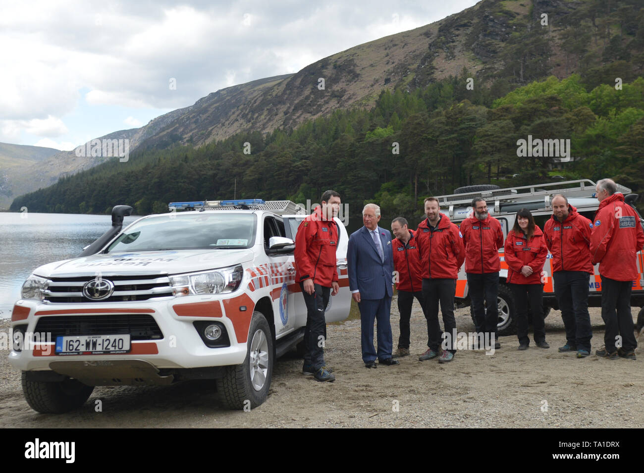 Glendalough, Irland. 21 Mai, 2019. Prinz Charles, Prinz von Wales bei Glendalough Oberer See Bereich gesehen, während am zweiten Tag seines Besuchs in der Republik Irland. Credit: ASWphoto/Alamy leben Nachrichten Stockfoto