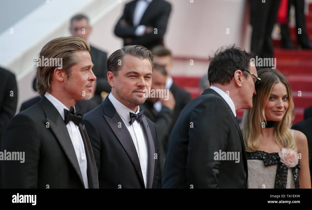 Brad Pitt, Quentin Tarantino, Margot Robbie, Leonardo Dicaprio, 2019 Cannes Stockfoto