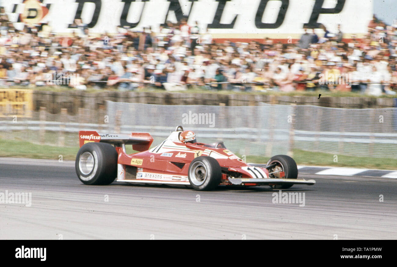 Foto vom 16-07-1977 von Niki Lauda Ferrari 312 T2 Während des Britischen Grand Prix in Silverstone. Stockfoto