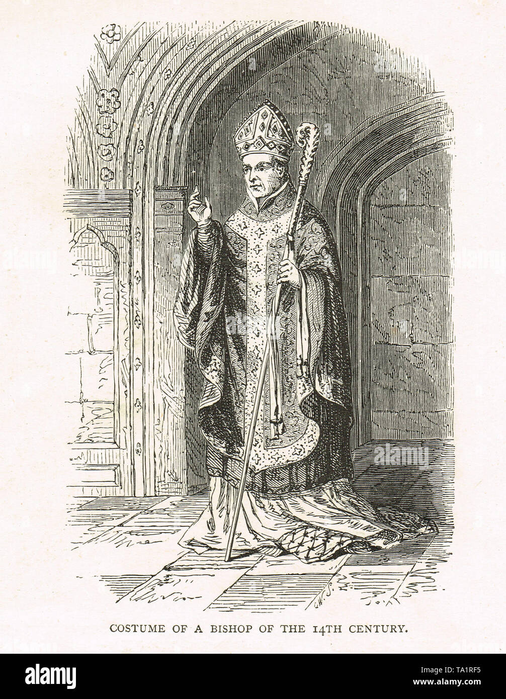 Kleidung eines Bischofs aus dem 14. Jahrhundert Stockfoto