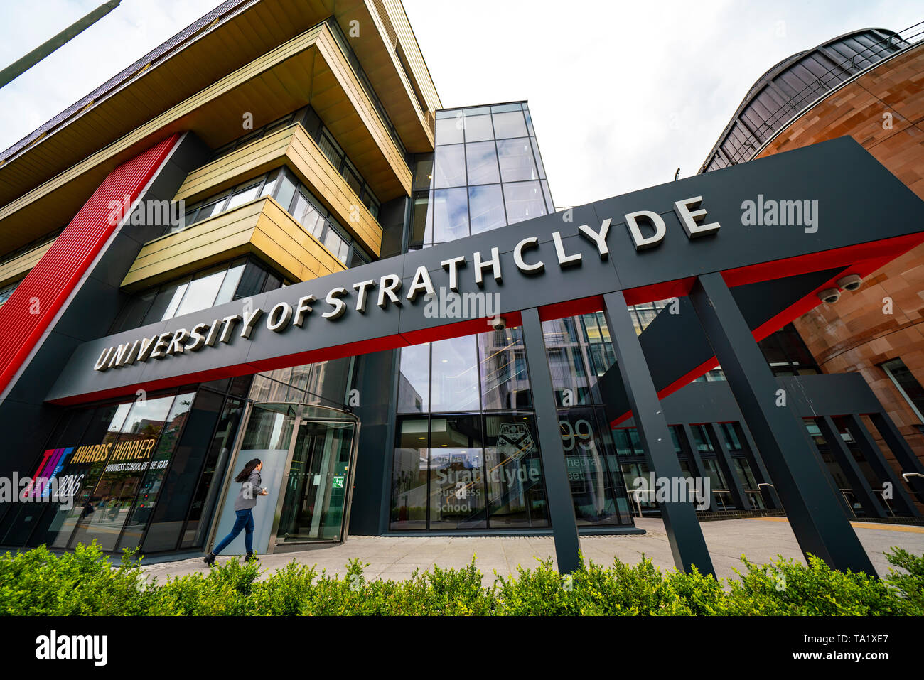Blick von der Universität Strathclyde Business School in Glasgow, Schottland, Großbritannien Stockfoto