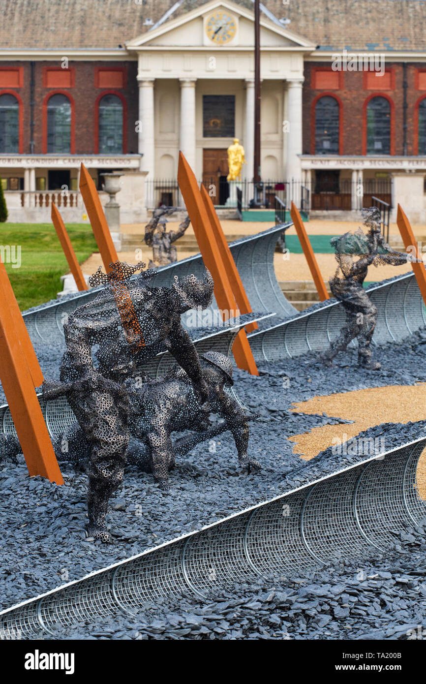 D - Tag 75 Garten. Eine Installation erstellt von Johannes Everiss 75 Jahre nach dem D-Day, wenn die alliierten Truppen nach Europa zurück zu gedenken. Stockfoto