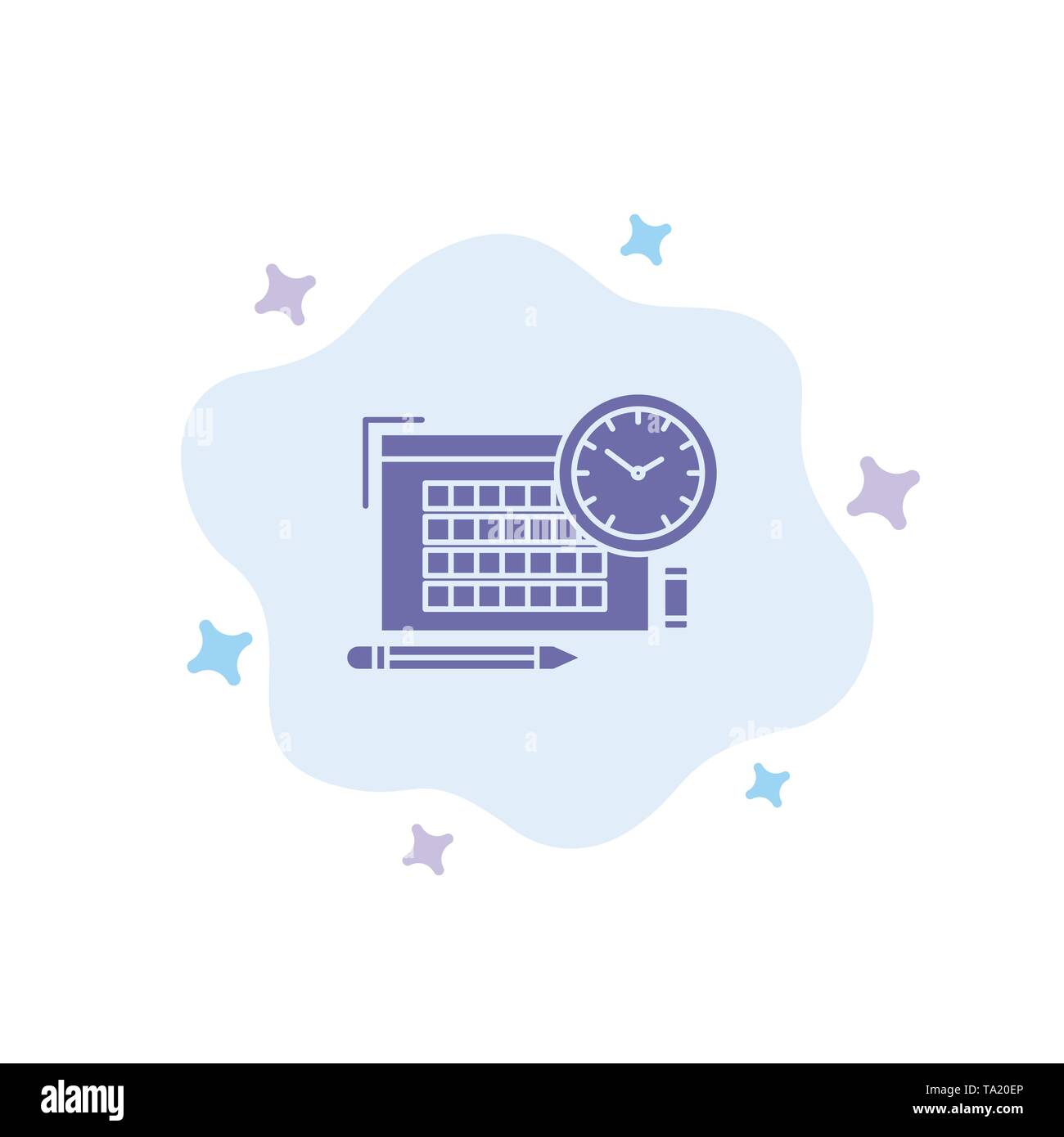 Zeit, Datei, Stift, Schwerpunkt blaues Symbol auf Abstrakten Cloud Hintergrund Stock Vektor