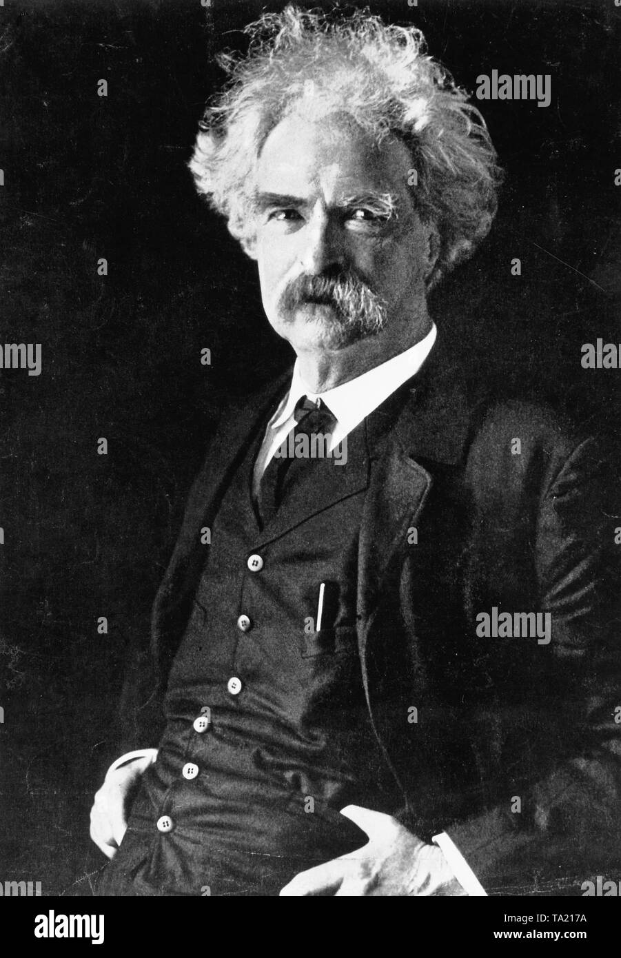 Porträt der amerikanische Schriftsteller Mark Twain, ca. 1900 Stockfoto