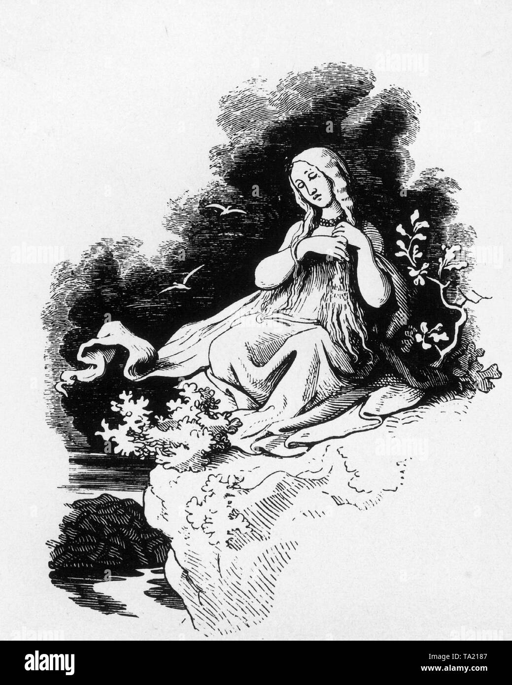 Zeichnung der Deutschen mythische Figur, Loreley Stockfoto