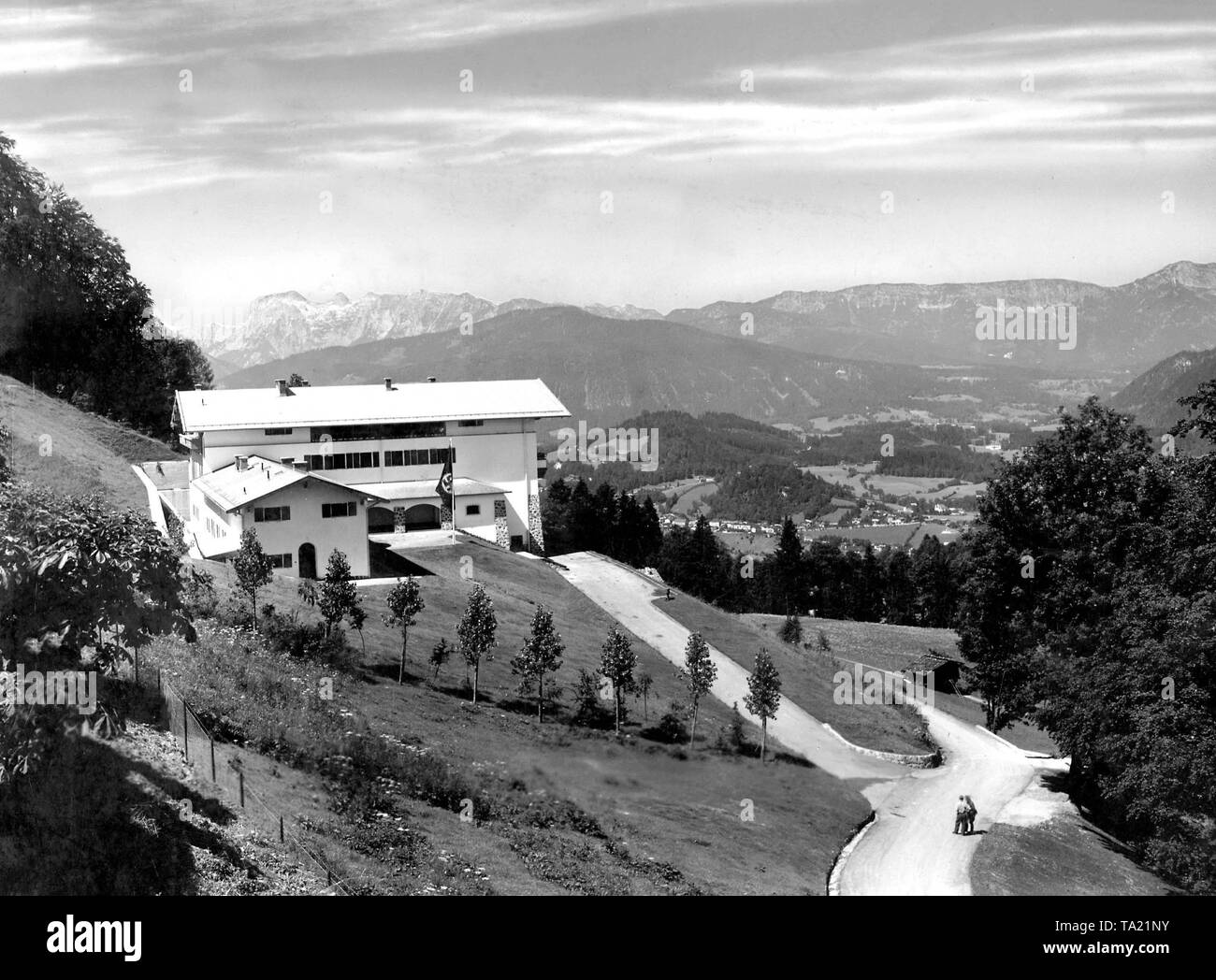 Der Nachlass von Hitler auf dem Obersalzberg bei Berchtesgaden. Stockfoto