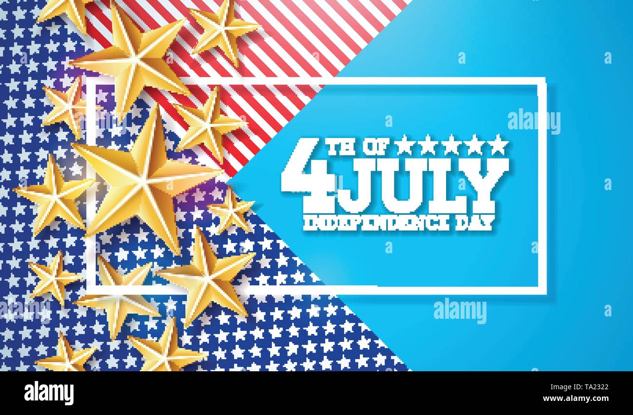 4. Juli, Tag der Unabhängigkeit von den USA Vector Illustration. Am 4. Juli die amerikanische nationale Feier Design mit Stars und Typografie Buchstabe auf Stock Vektor
