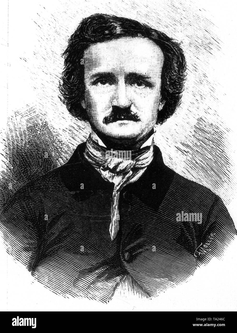 Edgar Allan Poe, ein US-amerikanischer Schriftsteller (1809-1849). Stockfoto