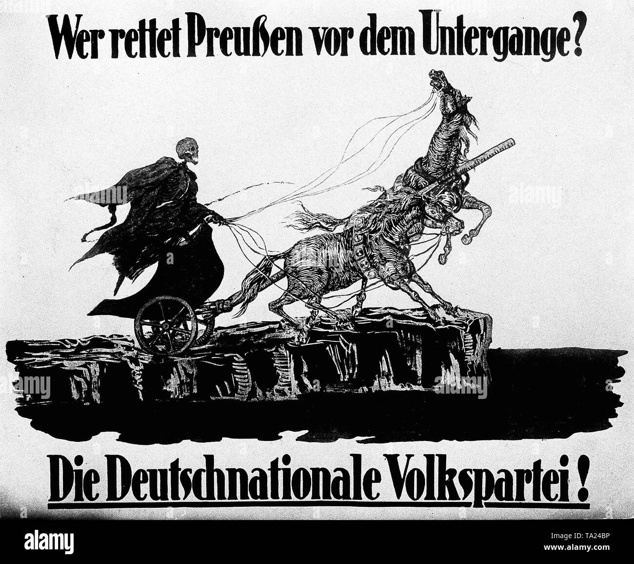 Wahlplakat der Deutschnationalen Volkspartei (DNVP) in der Nationalversammlung von 1919 mit der Inschrift: "Die Preußen speichert aus gehen unter - Die Nationale Volkspartei? Stockfoto