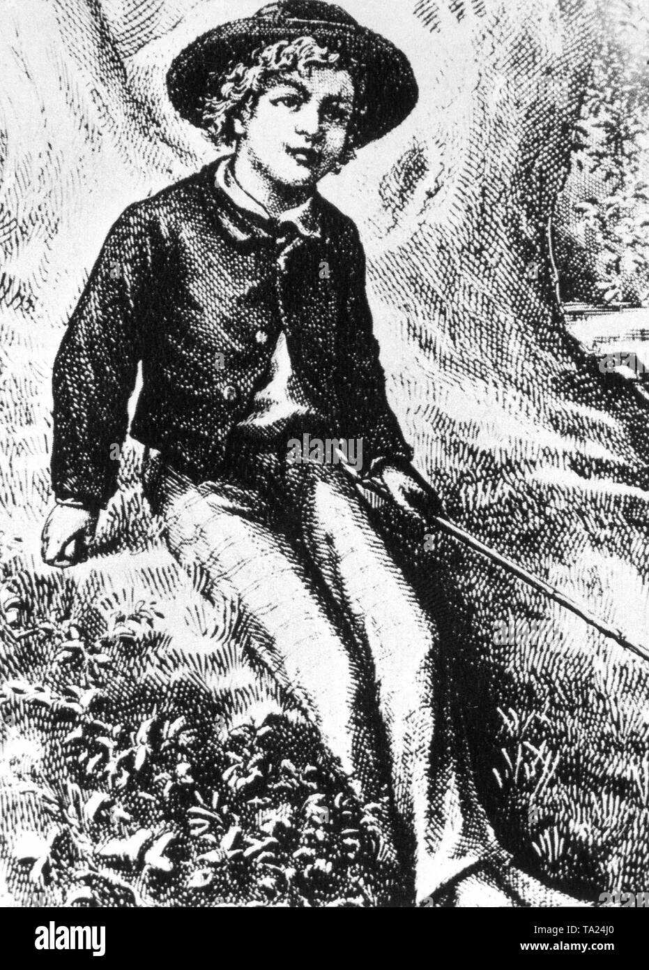 Fiktionale Charakter Huckleberry Finn von Mark Twain (1835-1910). Stockfoto