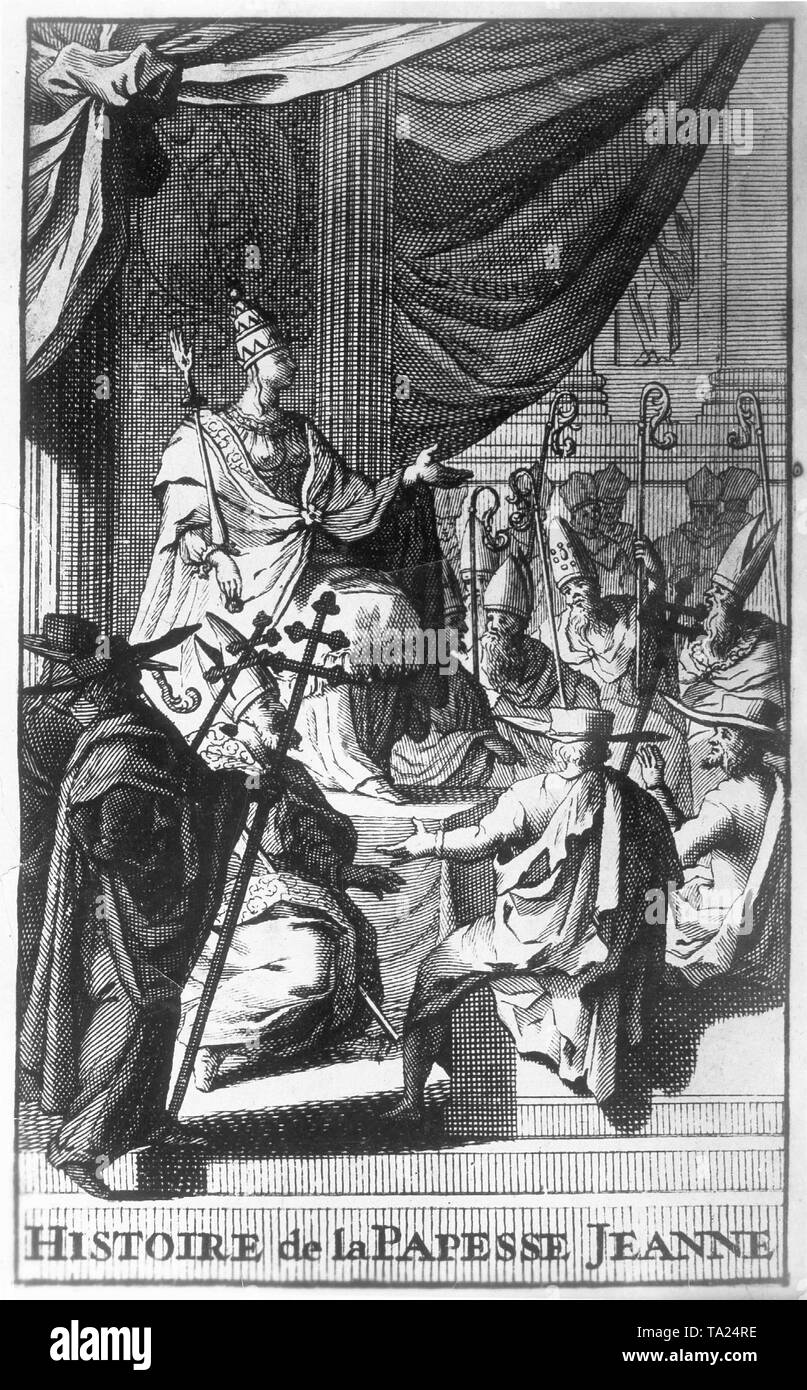 Französisch Abbildung: Die Päpstin auf dem Thron Stockfoto