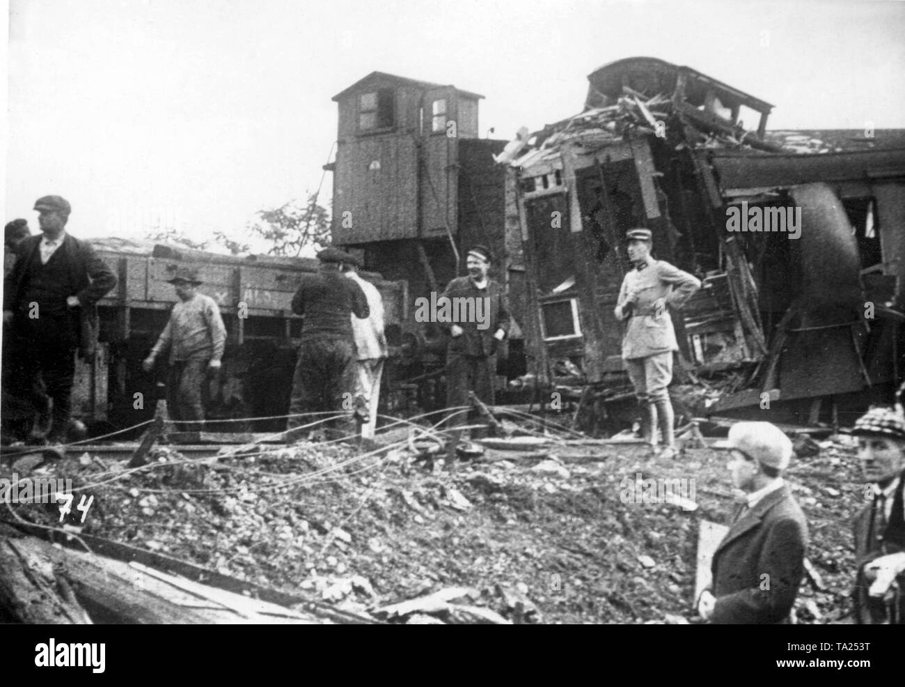 Der Zusammenstoß von zwei Lokomotiven verursacht eine große materielle Schäden. Die Zahl der Toten und Verwundeten wurden geheim gehalten von den Franzosen. Stockfoto