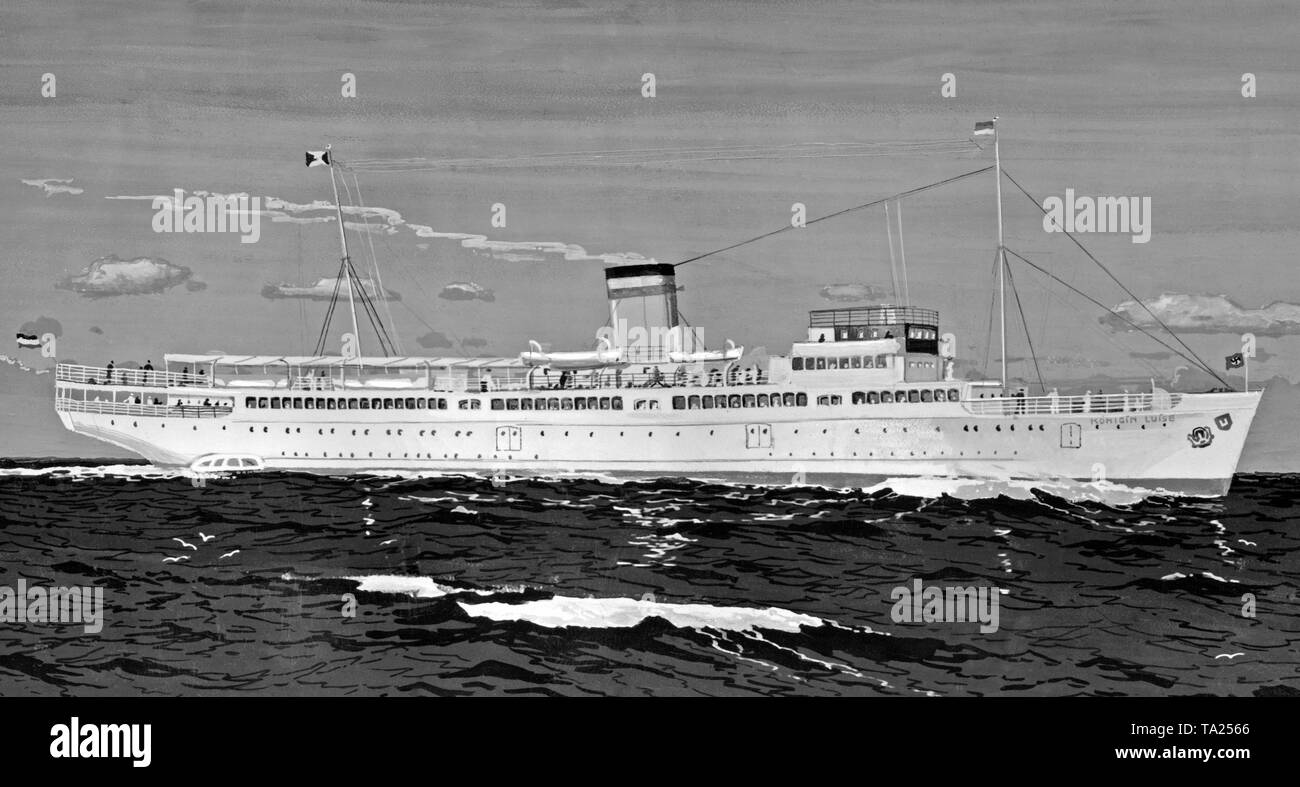 Ab 1934 in den Sommermonaten das Kreuzfahrtschiff "Koenigin Luise' war im Liniendienst zwischen Hamburg, Helgoland und Sylt. Stockfoto