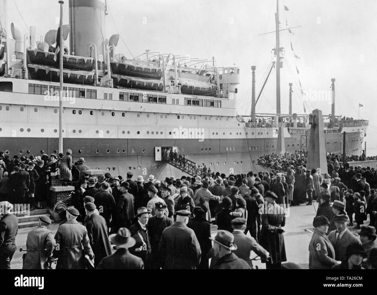 Passagiere an Bord der HAPAG Dampfer 'New York'. Stockfoto