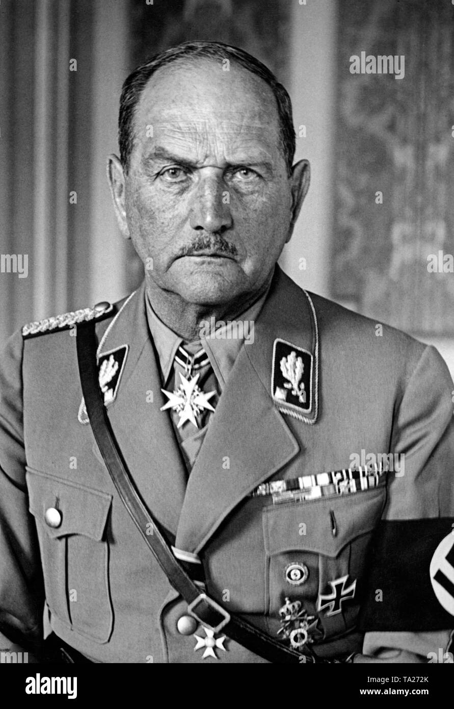 Dieses Foto ist ein Portrait des Reichsstattheater Bayern Franz Ritter v. Epp, General der Infanterie in SS-Uniform mit Hakenkreuz Armbinde. Adolf Hitler gewährte ihm dieser Titel der allgemeinen durch Dekret am 25. Juli 1935. Stockfoto