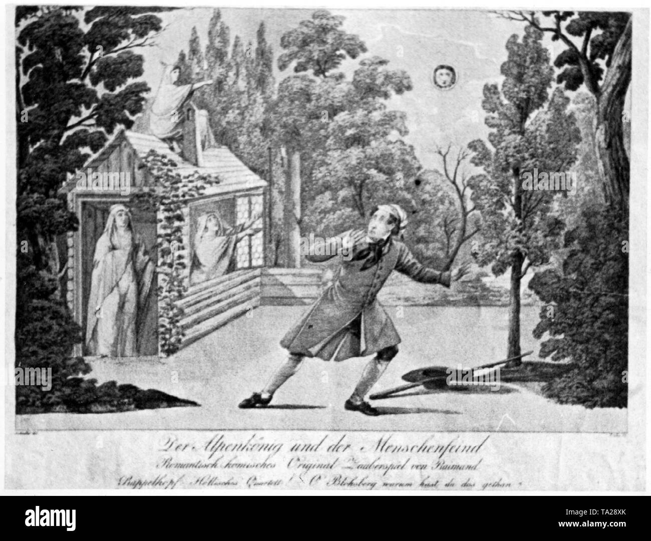 Abbildung für 'Der Alpenkoenig und "Der Menschenfeind" (Der König der Alpen und der menschenfeind) (1828), eine romantisch-komische Magic spielen von Ferdinand Raimund. Stockfoto
