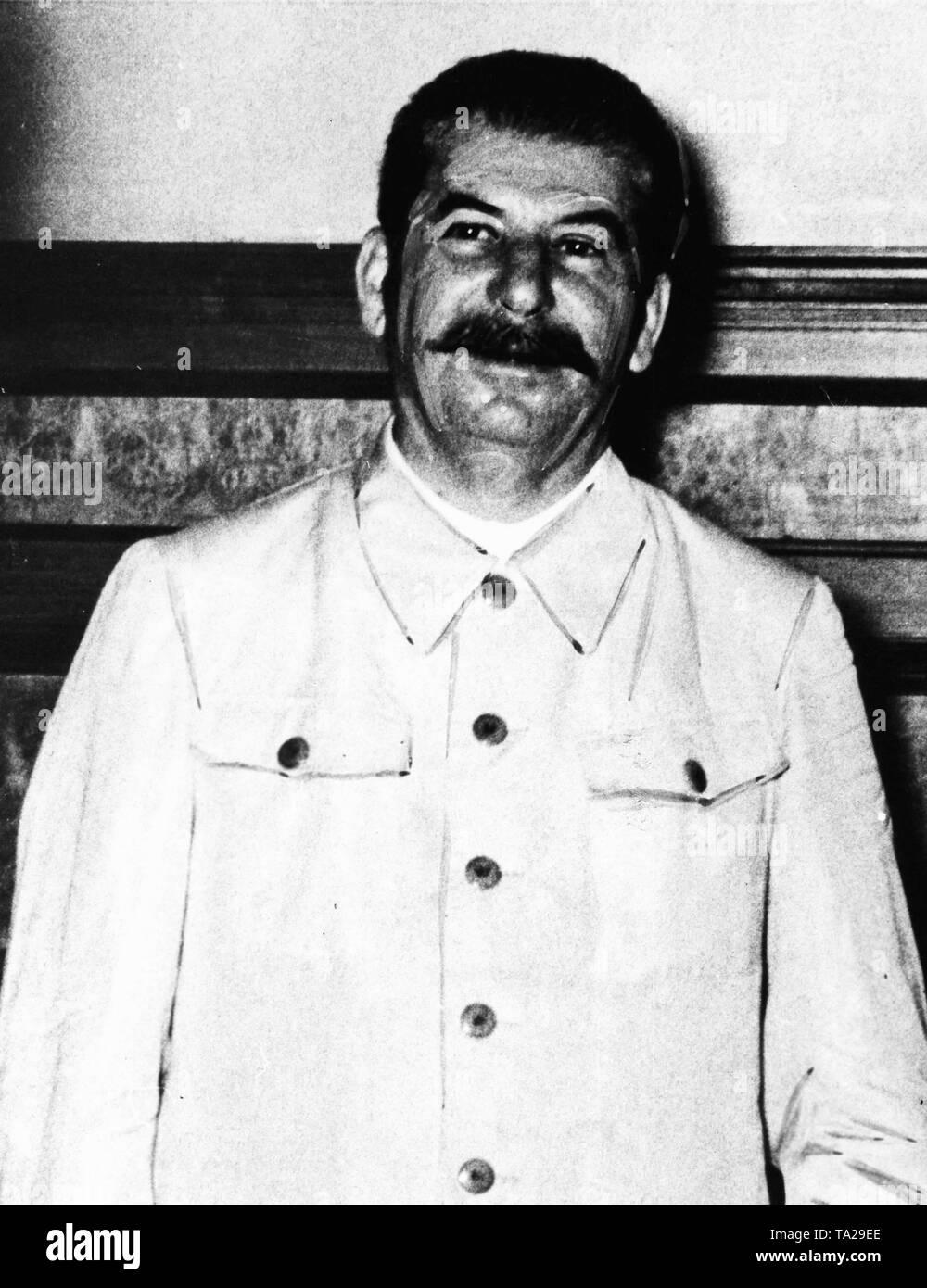 Portrait von Josef Stalin, am 23. August. 1939 Bei der Unterzeichnung des deutsch-sowjetischen Nichtangriffspakt im Moskauer Kreml. Stockfoto