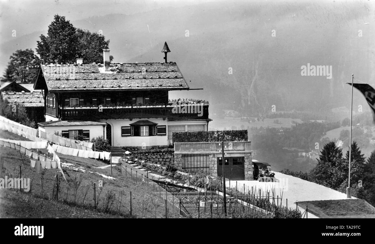 Der Nachlass von Hitler auf dem Obersalzberg in der Nähe von Bertesgaden "Haus Wachenfeld". Später wurde es zum "Berghof" gedreht. Stockfoto