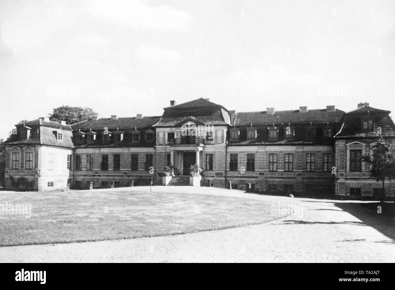 Ausblick auf die barocke Sanditten Schloss in Ostpreußen/Deutschland, Sitz des Grafen Schlieben. Stockfoto