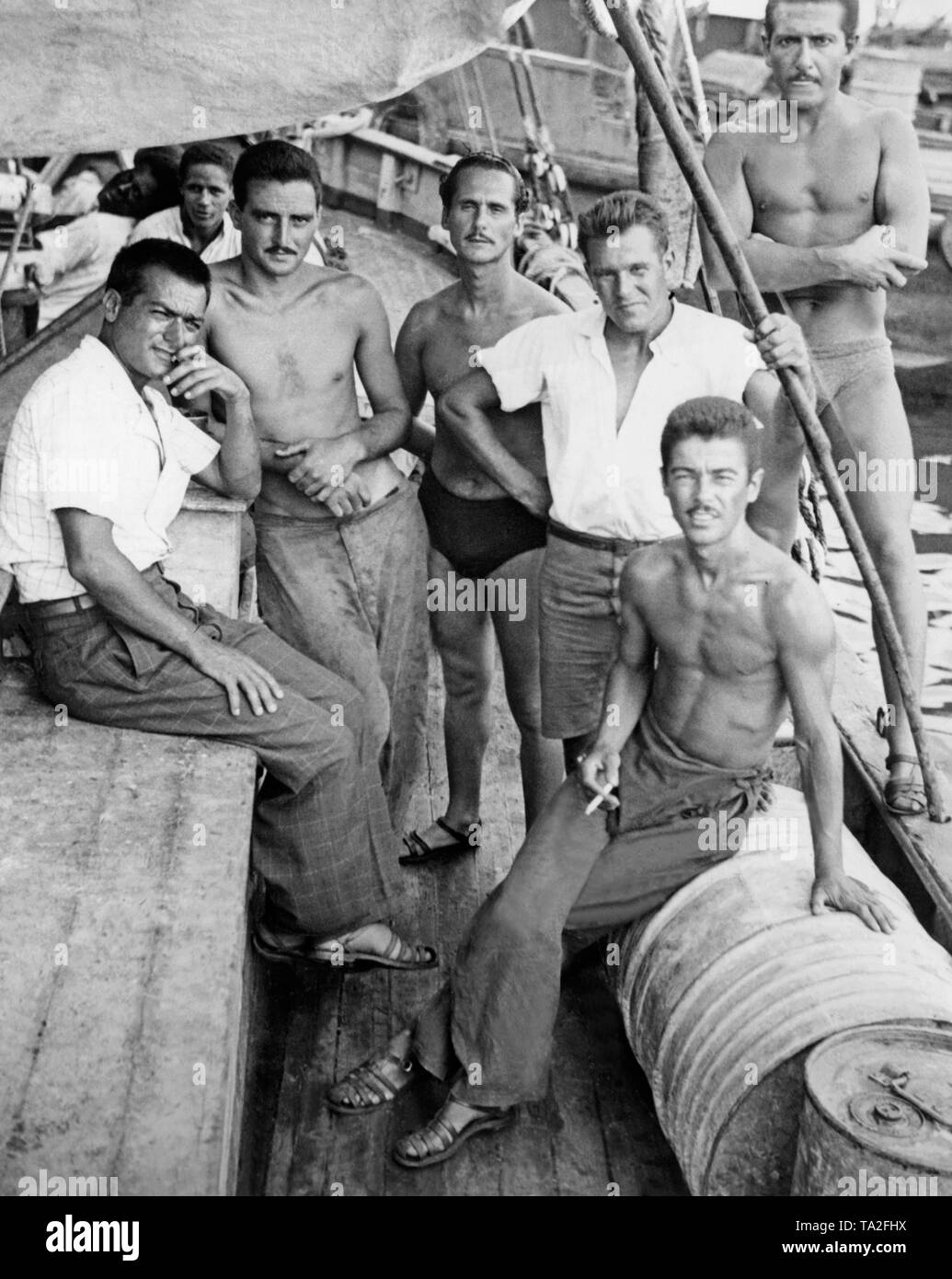 Ankunft der sechs Spanische Kämpfer im Port of Spain in Trinidad und Tobago am 26. August 1939. Stockfoto