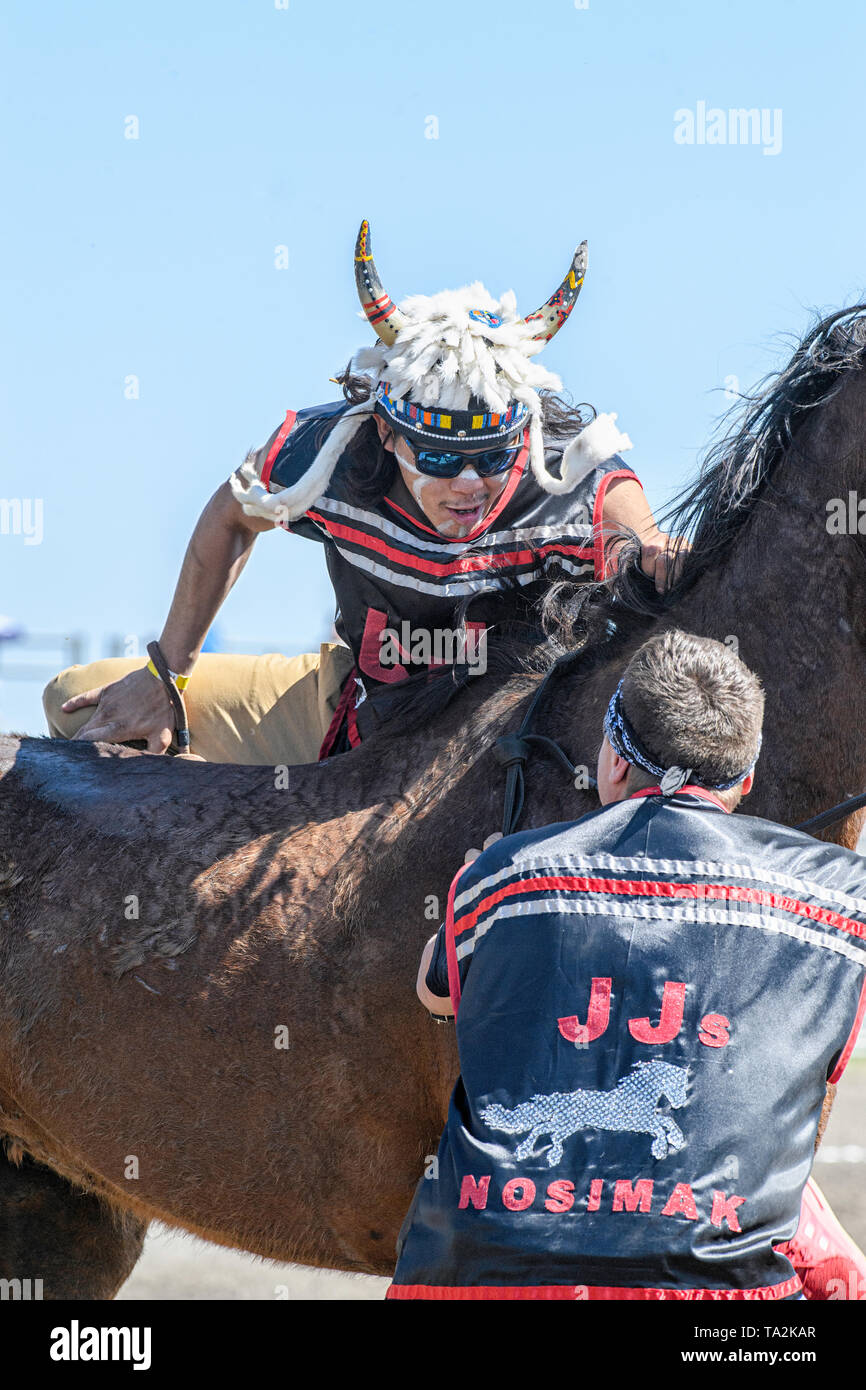 Kehewin erste Nationen indischen Relais (Pferd) Rennen, in Bonnyville Alberta Kanada statt Stockfoto