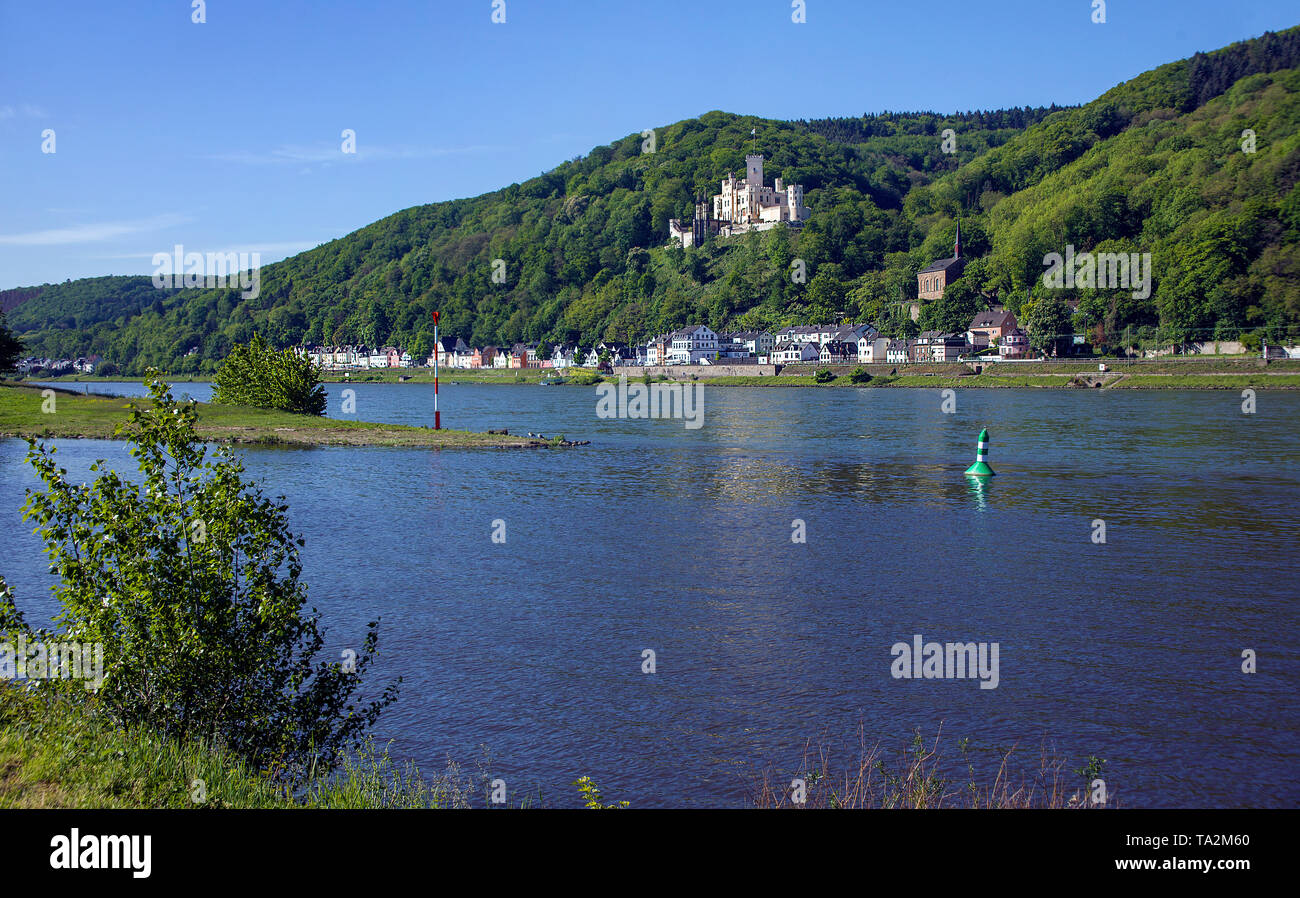 Schloss Stolzenfels, Gothic Revival Palast in der Stadt Koblenz, Unesco Welterbe Oberes Mittelrheintal, Rheinland-Pfalz, Deutschland Stockfoto