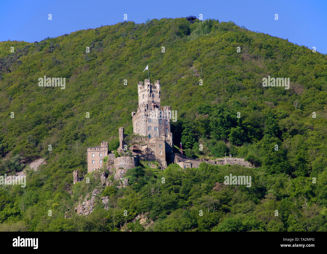 Die Burg Sooneck bei Niederheimbach, Unesco Welterbe Oberes Mittelrheintal, Rheinland-Pfalz, Deutschland Stockfoto
