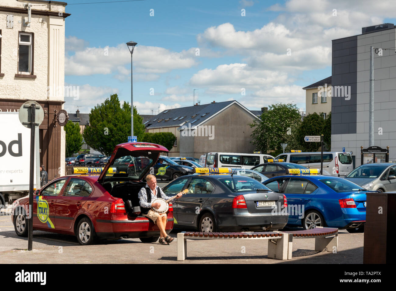College Street Taxistand in Killarney, County Kerry, Irland Stockfoto