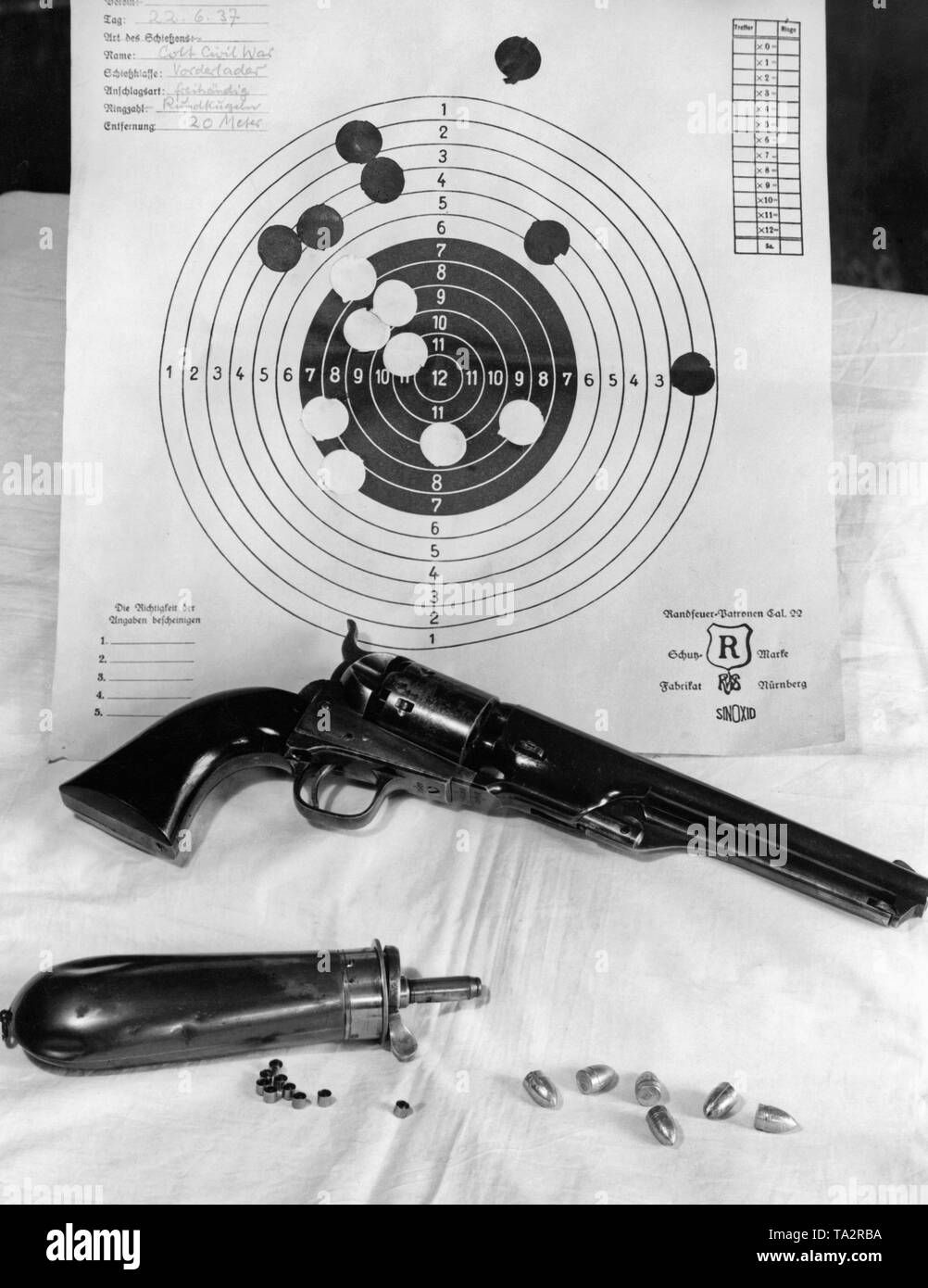Colt revolver aus dem 19. Jahrhundert. Stockfoto