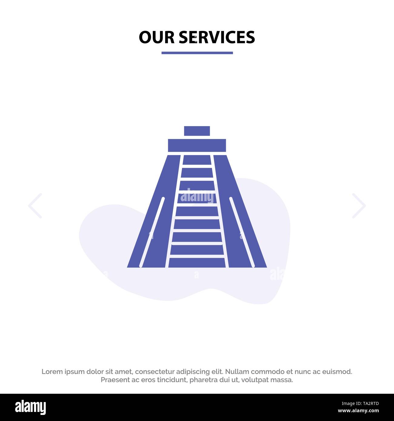 Unsere Dienstleistungen Chichen Itza, Sehenswürdigkeiten, Monument solide Glyph Icon Web Karte Vorlage Stock Vektor