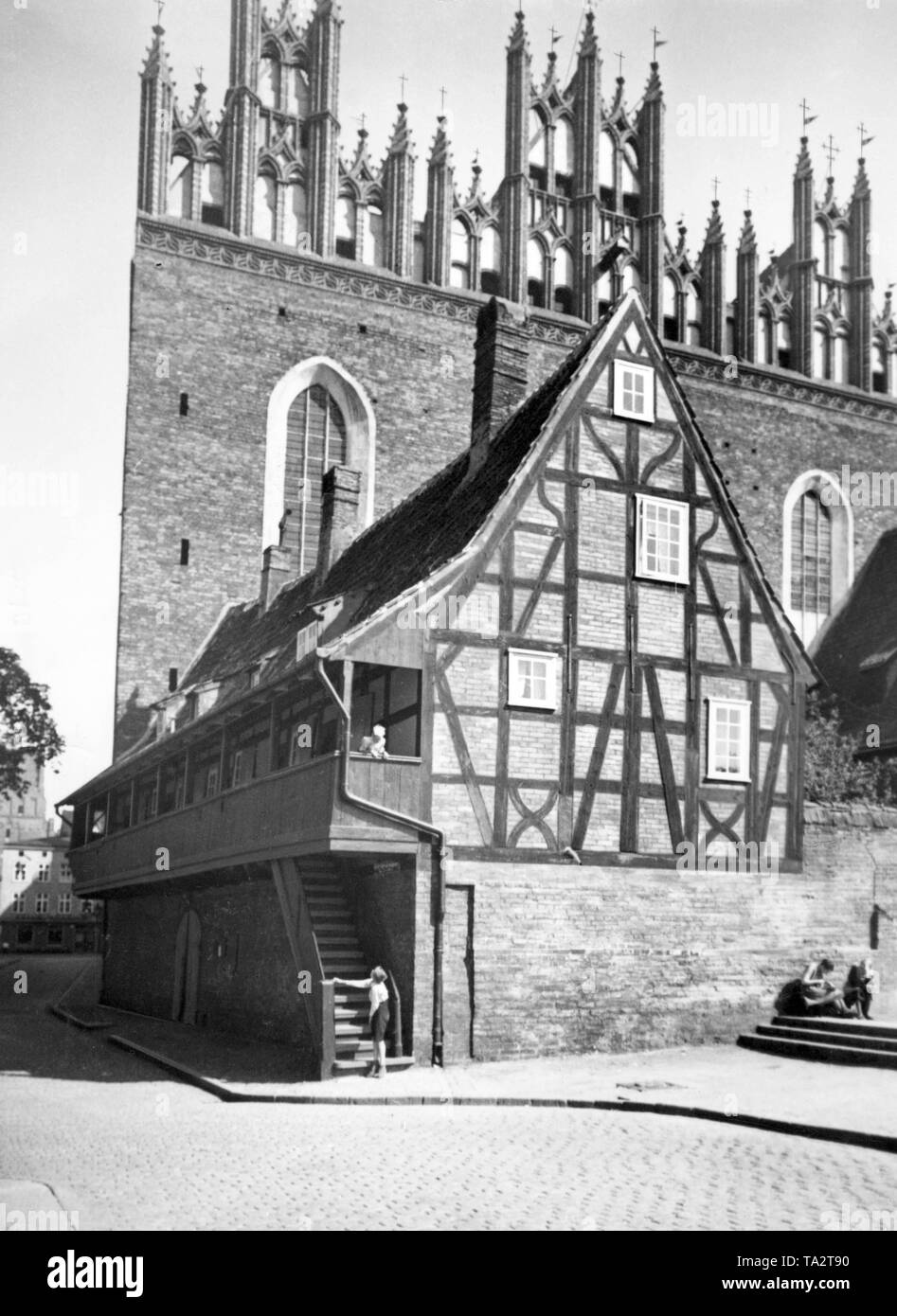 Die Kirche der Heiligen Dreifaltigkeit in Danzig. Es war ein Teil des Komplexes der Klöster, die von den Franziskanern im 15. Jahrhundert erbaut. Die Kirche St. Dreifaltigkeit wurde in 1481 gebaut. Stockfoto