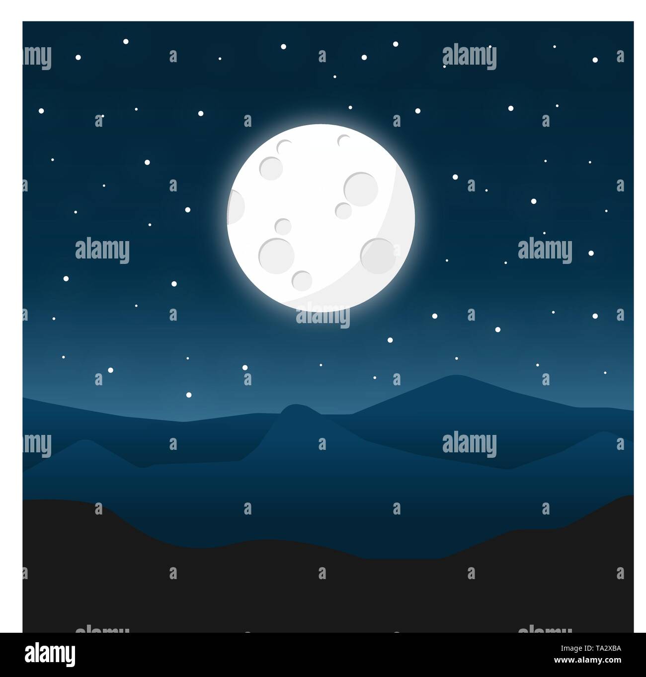 Vollmond in der Nacht Landschaft vektor design Illustration Stock Vektor