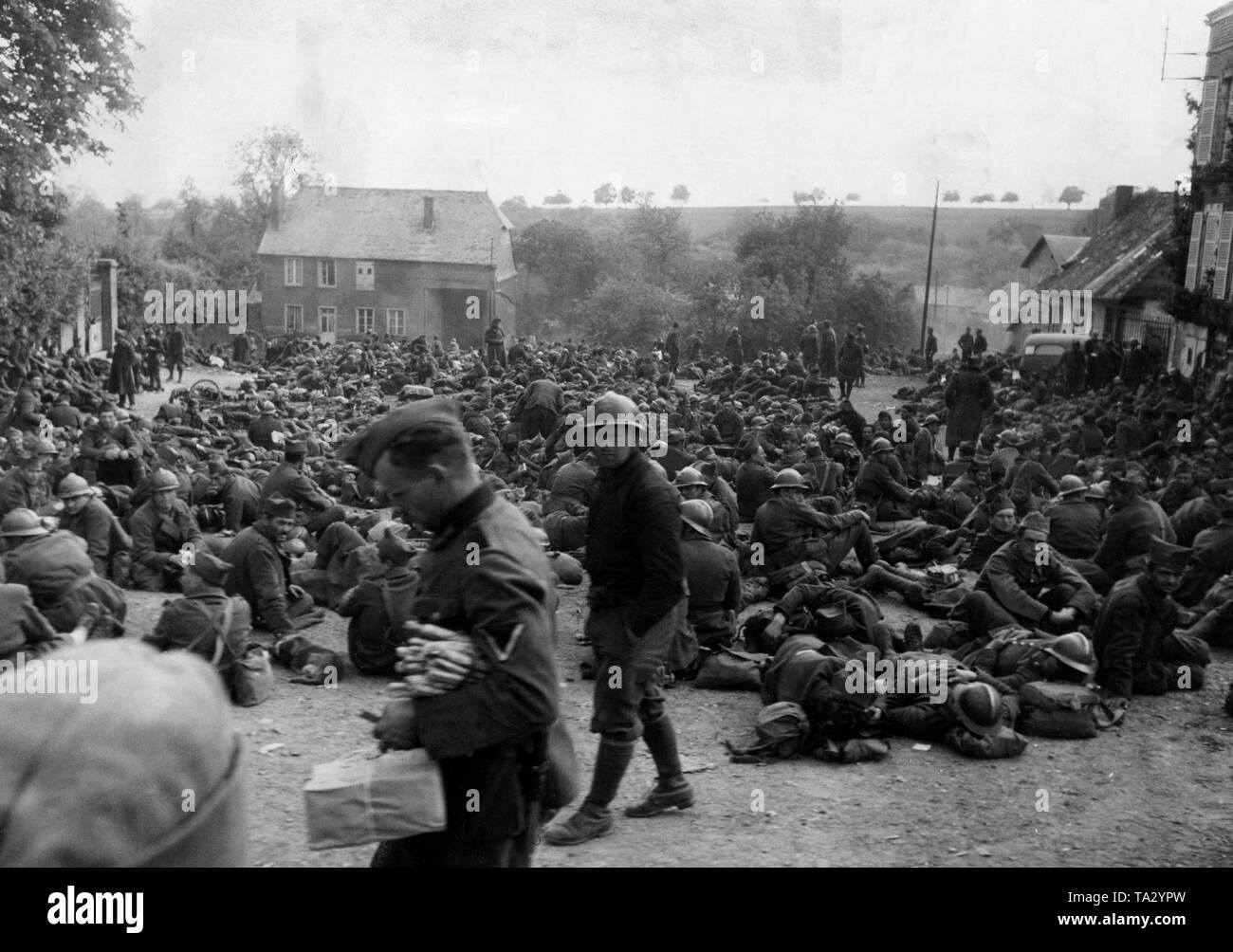 Sammelstelle für französische Kriegsgefangene. Stockfoto