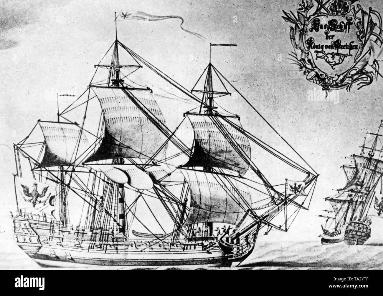 Das Segelschiff "Koenig von Preussen" war eines von zwei Schiffen der Emder Ostasiatische Handelskompanie (East Asiatic Company in Emden), unternahm Reisen nach Asien. Stockfoto