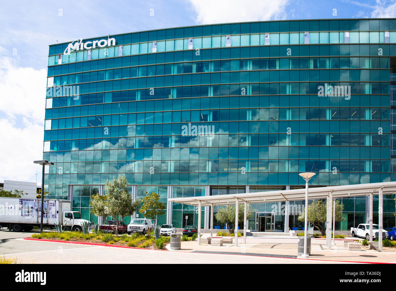 San Jose, CA, USA - 26. März 2019: Micron Technology Inc. (NASDAQ: MU). Einer der amerikanischen Führer in Halbleiterbauelementen: DRAM- und NAND- Stockfoto