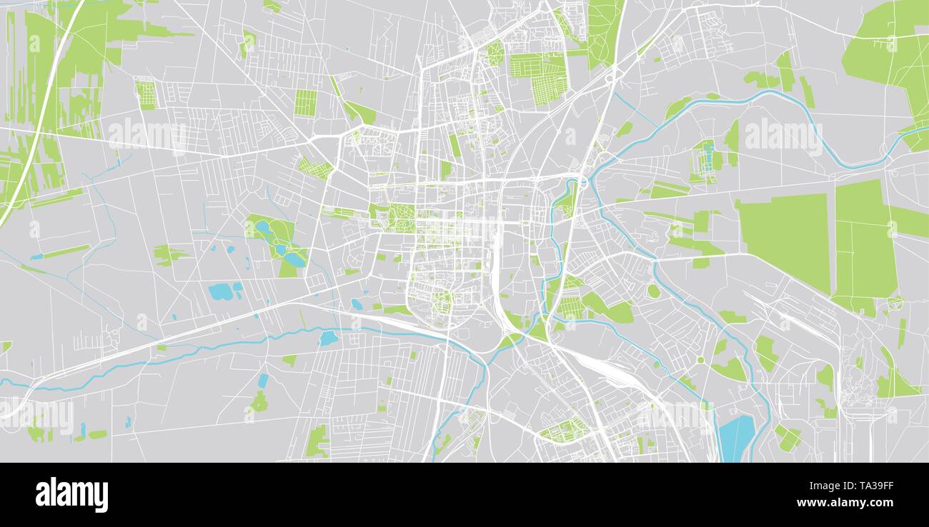 Urban vektor Stadtplan von Tschenstochau, Polen Stock Vektor