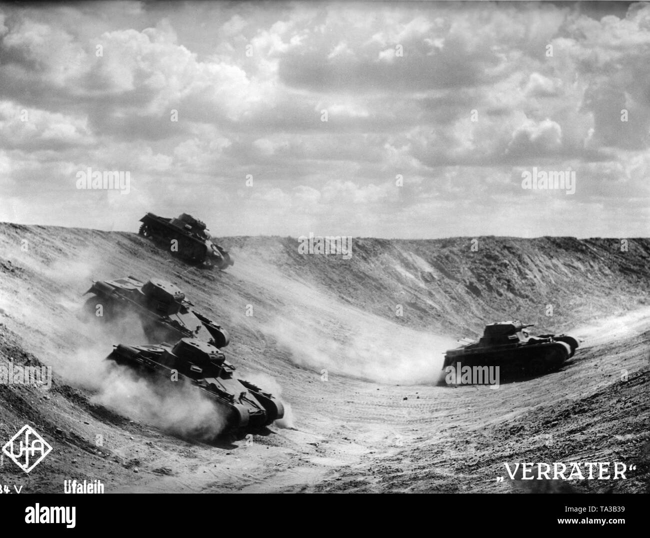 Panzer ich Der 5. Panzerdivision Wuensdorf während der Dreharbeiten für die Propaganda Film "Verraeter" (Informant). Stockfoto