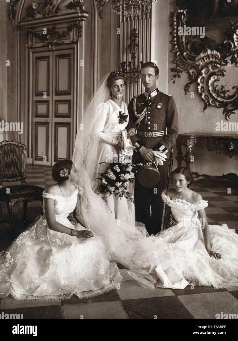 Hochzeit Foto von der Wehrmacht Officer Stockfoto