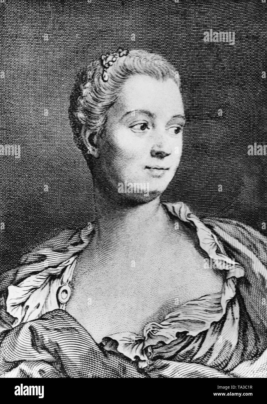 Porträt einer Frau, die mit modernen Frisur aus dem 18. Jahrhundert. Stockfoto