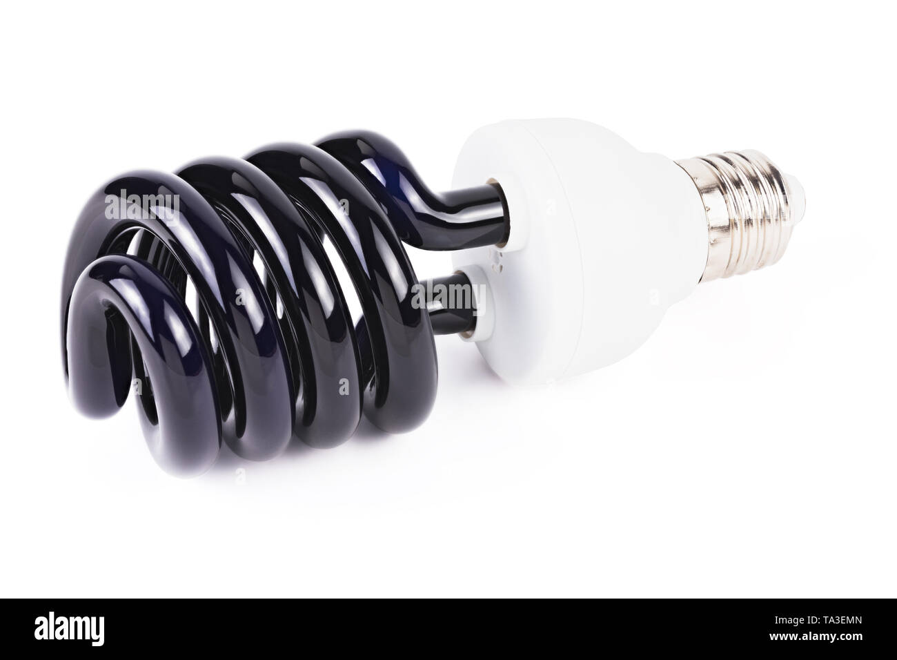 UV-CFL-Glühlampe isoliert auf weißem Hintergrund Stockfoto