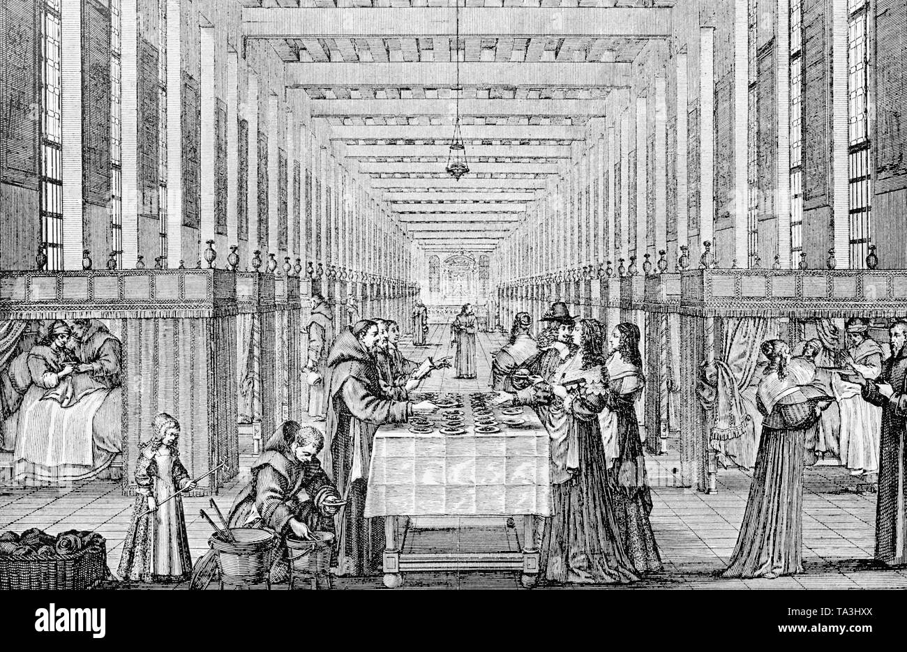 Ätzen Der Hopital De La Charite In Paris Von Abraham Bosse Stockfotografie  - Alamy